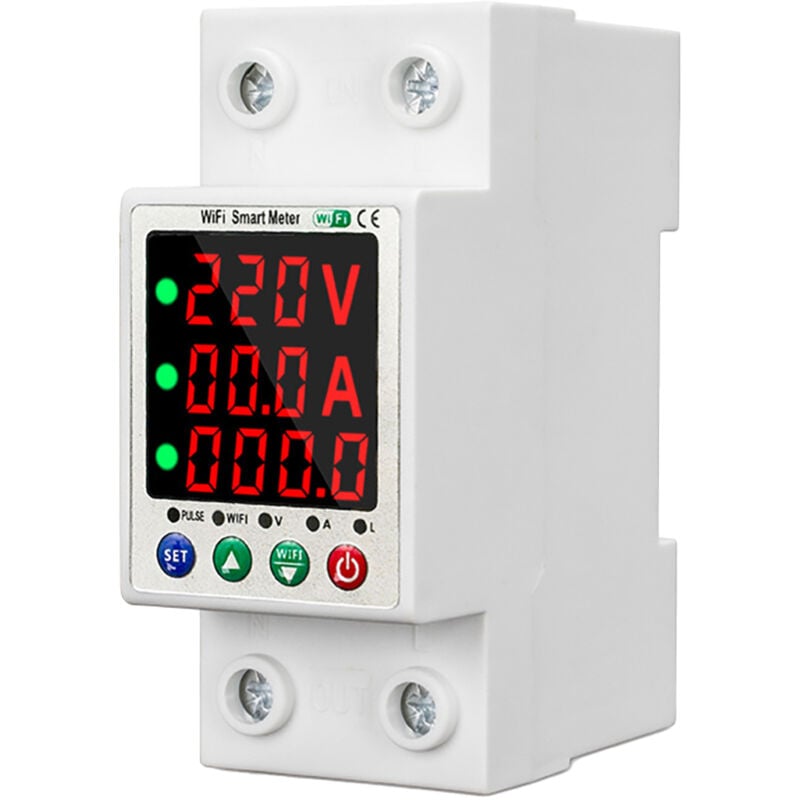 Lifcausal - Tuya WiFi Protecteur de réenclenchement automatique Disjoncteur de mesure intelligent Affichage numérique Interrupteur de réenclenchement