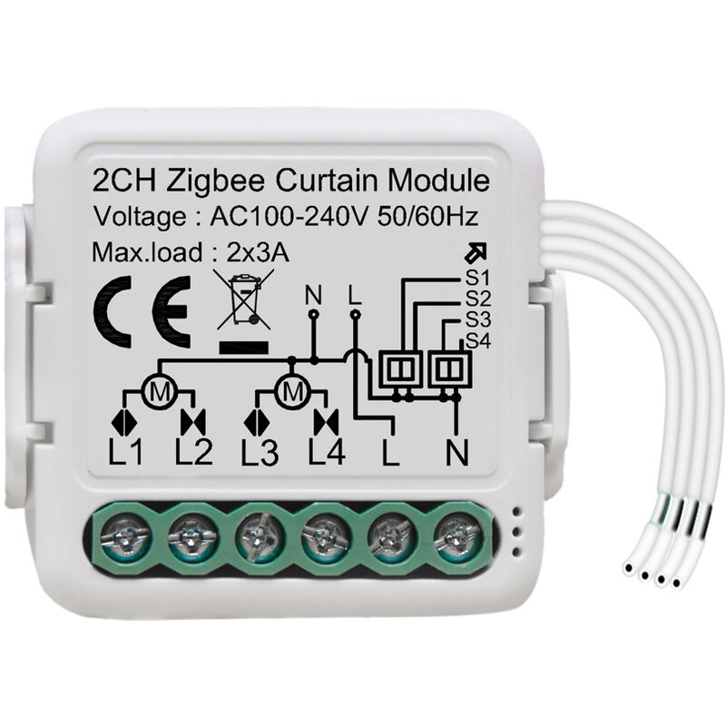 

Tuya ZigBee 3.0 Modulo de interruptor de cortina inteligente Interruptor bidireccional inteligente Modulo de modificacion de cortina para el hogar