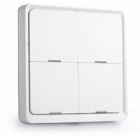Tuya ZigBee Commutateur de scène sans fil Smarts Commutateur de scénario 4 gangs Commutateur de touches de scène de dalle de route Tuya Smarts Home Assistant Smarts Domotique Compatible avec Alexa, Go