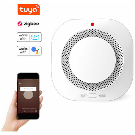 Tuya Zigbee Détect de fumée sans fil intelligent Détect d'alerte de fumée domestique Alarme sonore et notification de message court