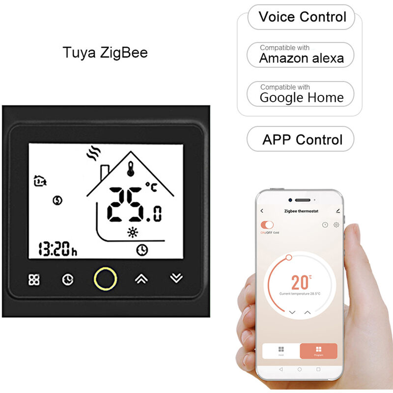 

Tuya ZigBee3.0 termostato inteligente 5A programable semanal del regulador de temperatura Control de aplicacion de control de voz compatible con