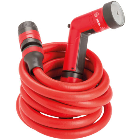 FITT YOYO UP Tuyau d'Arrosage de Jardin Extensible et Flexible avec Pistolet Multifonctions et Crochet de Support pour clôtures, Rouge