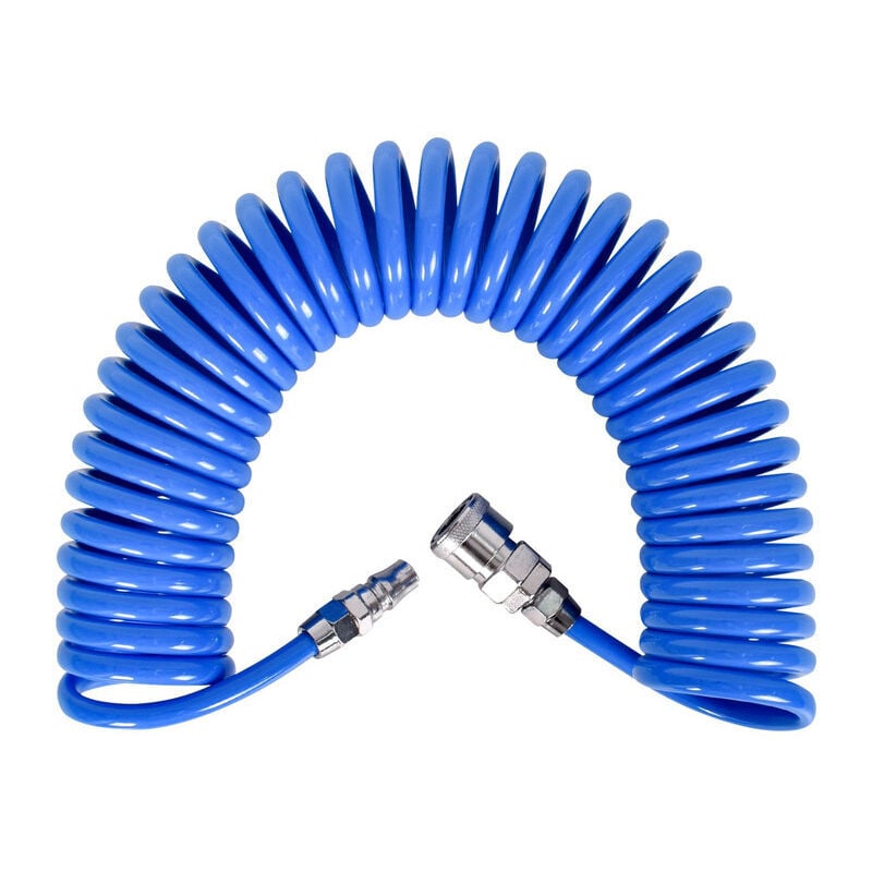 SNQ - Tuyau à air comprimé en spirale - Longueur : 12 m - Avec raccord rapide - Pour compresseurs,