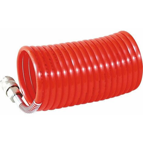 Tuyau à air comprimé spiral 6x8mm – Longueur 5m – Pression 10bar – Polyamide – Raccords rapides ISO 6150B-12