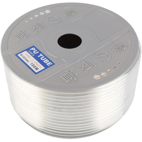 Tuyau à air en PU, diamètre extérieur 10 mm, diamètre intérieur 6,5 mm, longueur 100 m, bobine de tuyau pneumatique transparent pour compresseur d'air
