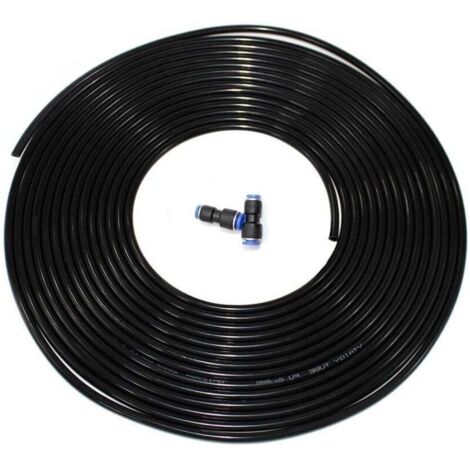 Tuyau Air Polyuréthane PU 6mm Diamètre Extérieur/4mm Intérieur - 10m Longueur - Noir - Résistant aux Torsions pour Outils Pneumatiques, Compresseurs
