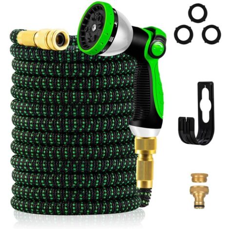 Tuyau Arrosage Extensible - 15m/50FT Tuyau d'arrosage Flexible avec 10 Modèles de Pulvérisation, Connecteurs Métalliques 1/2" et 3/4" Garden Hose pour Jardin, Arrosage, Nettoyage