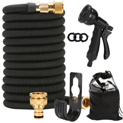 Tuyau Arrosage Extensible 15m/50ft, Tuyau d'Arrosage Flexible avec 8 Types De Jets, Tuyaux d'Arrosage Avec Raccords En Laiton Massif Et Noyau En Latex à 4 Compartiments, Tuyau d’Eau Réglable