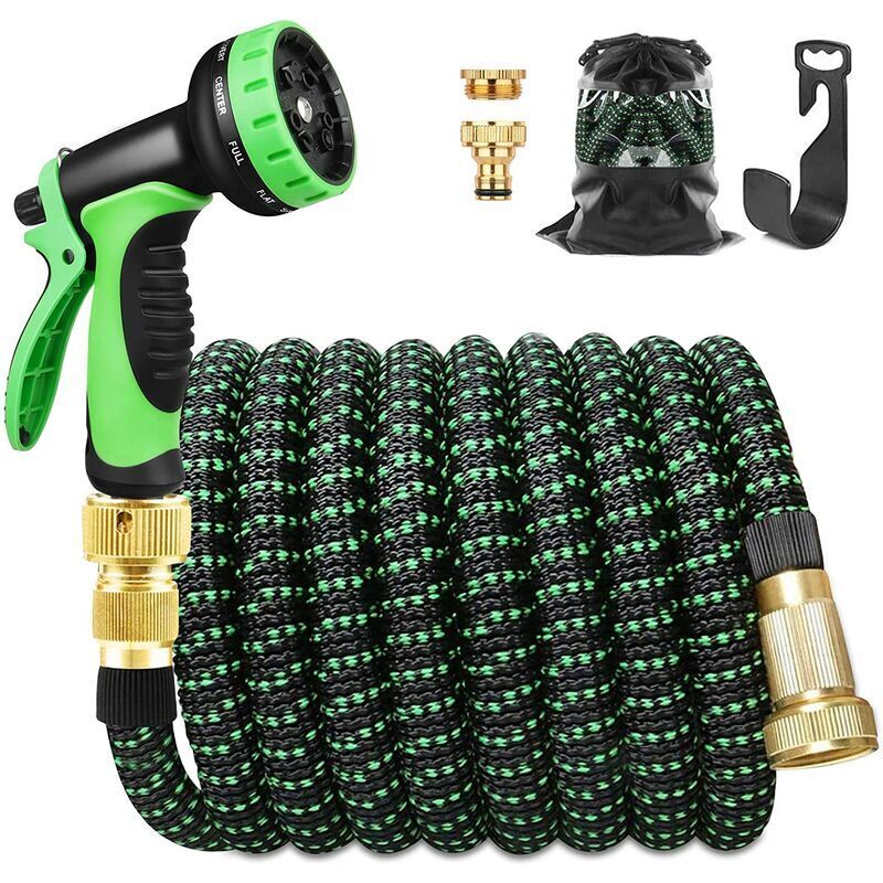 Tuyau Arrosage Extensible 30m 100ft Tuyau D’arrosage Retractable avec Support et Pistolet Arrosage 9 Fonctions Raccords en Laiton--