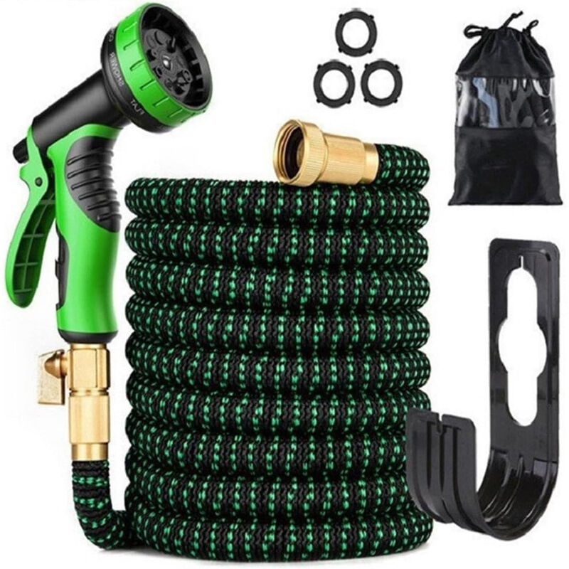 Tuyau Arrosage Extensible 30m 100ft Tuyau D'arrosage Retractable avec Support et Pistolet Arrosage 9 Fonctions Raccords en Laiton Ouylaf
