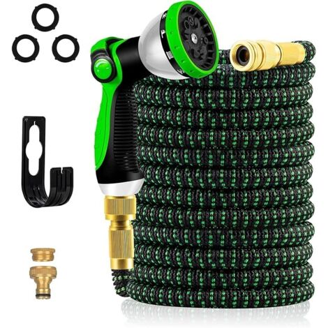tuyau arrosage extensible 7,5m - Pistolet 10 modes, raccords en métal, pour jardin et lavage auto