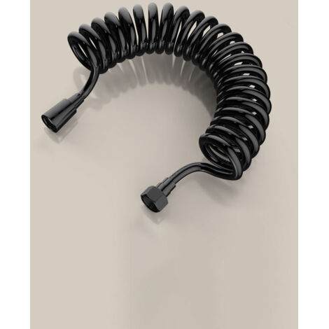Tuyau bidet 2 m Flexible de Douche télescopique ABS Ressort de Remplacement Tuyau de Douche pour Salle de Bains Pommeau de Douche à Main noir