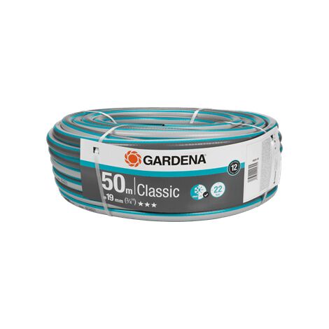GARDENA Tuyau d'arrosage Classic – Longueur 50m – Ø19mm – Haute résistance pression 22 bar maximum – Garantie 12 ans (