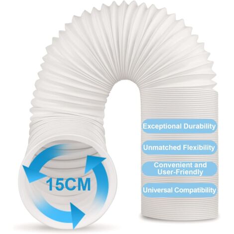 Tuyau Climatiseur Mobile, Tuyau D'évacuation D'air En Pvc Flexible Tube De Ventilation Universel Tuyau Kit Pour Climatiseur Mobile Diamètre 15cm (15CM Diamètre x 2M Longueur)