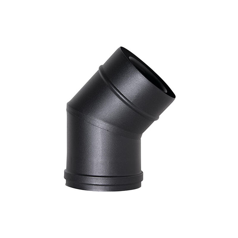 Cheminee coaxial Curva 45 pour cd noir. 100/150 ce en acier 316 pour poele a pellets Fabrique en Italie uni 1856/2