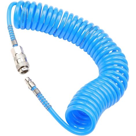 Tuyau Compresseur D'air max 10 Bar, 5 x 8mm Air Comprimé avec Raccord Rapide 1/4", 6m Flexible air, Bleu, pour Transport de Gaz Bleu - 5mm
