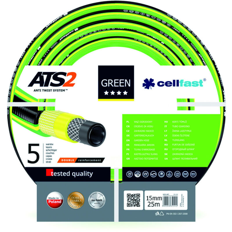 Wąż ogrodowy green ats2 rozmiar : 5/8' długość : 25m - Cellfast