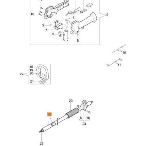 TUYAU D.26X1482 AVEC BOUTON (7) ORIGINAL EMAK 61280069R