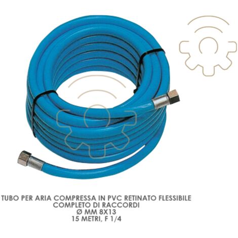 Tuyau d&39air comprimA 8x13 15 m rouleau F1 / 4 maille flexible PVC avec raccords pour compresseur