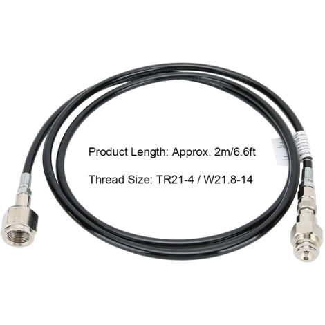 Tuyau d'Adjonction pour Machine à Soda  Kit Adaptateur Hose W21.8-14  Métal Noir 2m/6.6ft