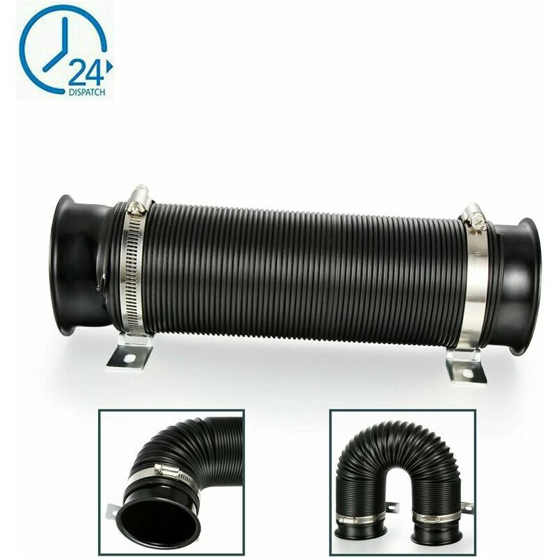 Tuyau d'admission d'air froid universel 76 mm - Kit d'admission d'air froid - Noir -