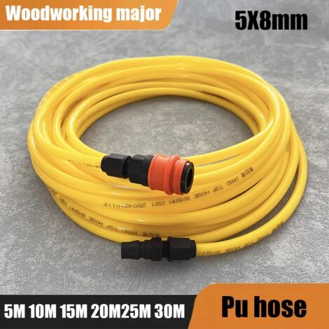 Tuyau d'air en PU (5 x 8 mm) de 5 à 30 m, résistant au gel et aux explosions, pour le travail du bois. Convient également aux pompes à air pneumatiques et compresseurs d'air.