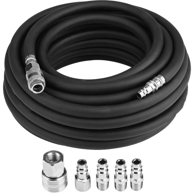 Eosnow - Tuyau d'air pneumatique en caoutchouc Flexible de 15M avec outil de Kit d'accessoires de compresseur de 5 pièces