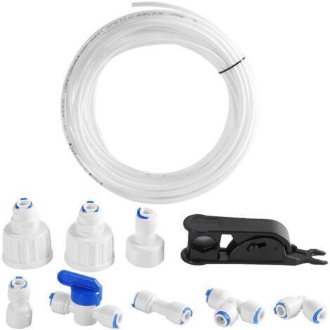Tuyau d'alimentation en eau, kit de connecteurs de réfrigérateur Universel Set de Raccordement Eau Tuyau Eau Réfrigérateur Tube de Filtre pour Réfrigérateurs Européen/Frigo Americain (15m)