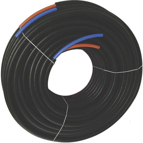 Tube PER gaine Duo 13x16 mm – Longueur 50 m – Polyéthylène réticulé pour transport d'eau – Coloris bleu et rouge