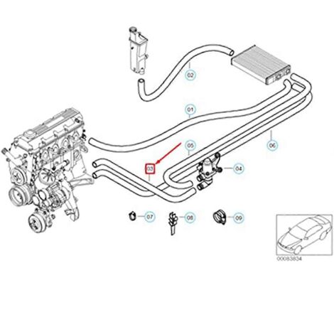 Tuyau d'arrivée d'eau moteur 64218377783 pour E46 noir de 3 pieds