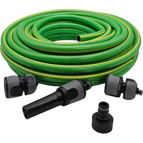 Tuyau d'arrosage 1/2" (12,5 mm), 20 m, avec kit de raccordement et buse pour arrosage de jardin