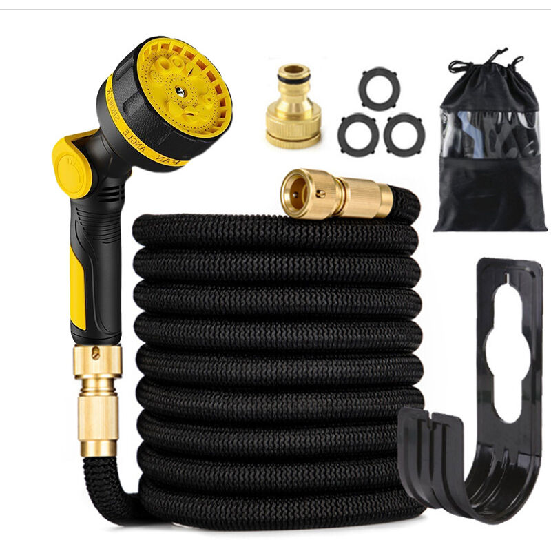 Tuyau d'arrosage 25ft, flexible et léger, avec 8 buses fonctionnelles, portable et anti-pliage, pour l'extérieur et le jardin, pour lave-auto, cour,