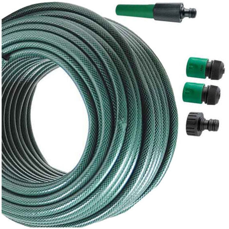 Tuyau D'arrosage De 15 Mètres De Long Avec Raccords 4 1/2" Vert