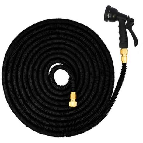 Tuyau d\'arrosage élastique Magic Hose extensible 7,5m à 22,5m + Pistolet d\'Arrosage - EYEPOWER - Noir