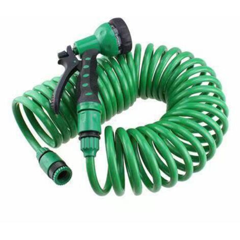 Tuyau d'arrosage en spirale,tuyau d'arrosage en spirale,Tuyau d'eau flexible  Tuyau de bateau enroulé, tuyau Flexible de bobine de jardin, tuyau d'eau de lavage de camping-car avec buse de, 7,5 M