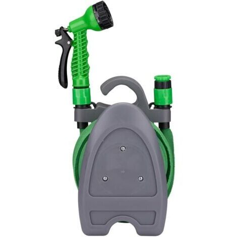 Tuyau d'Arrosage Extensible 10M Tuyaux d'Arrosage avec Accessoires et Support Mural Tuyau avec Pistolet à 7 Modes de Pulvérisation Plastique Vert/Gris