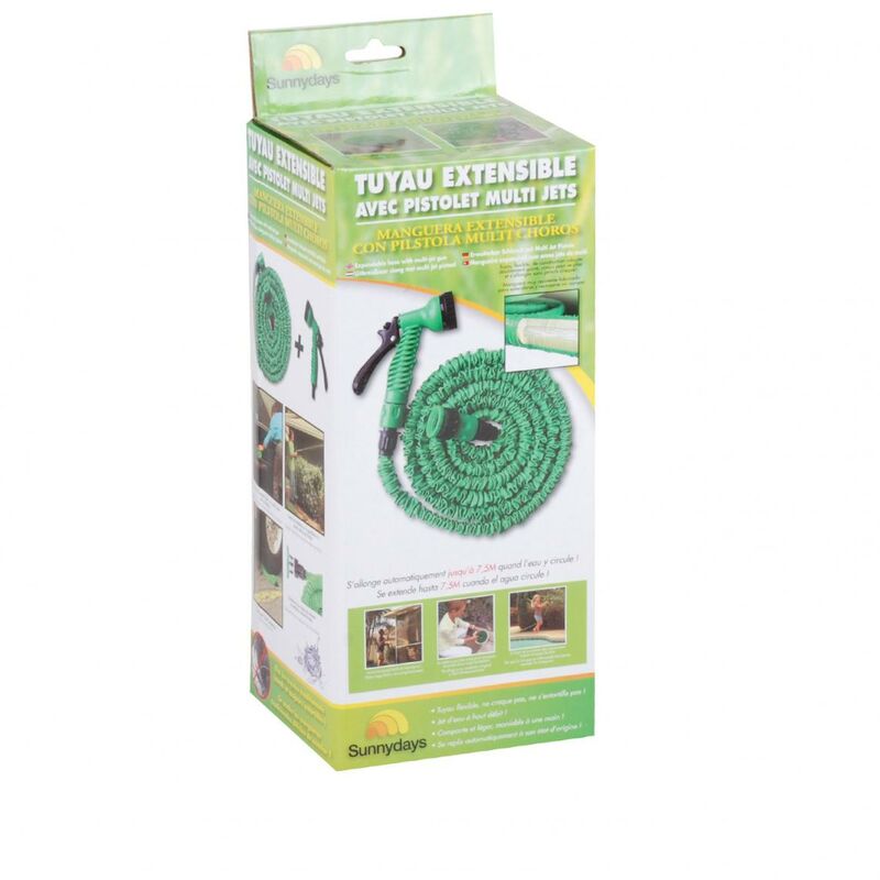 Tuyau d'arrosage extensible 22.5 m + Pistolet