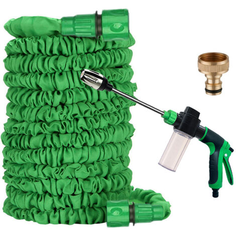 Tuyau d'Arrosage Extensible 25FT (7,5m) avec Pistolet à Mousse - Kit Complet-lsw
