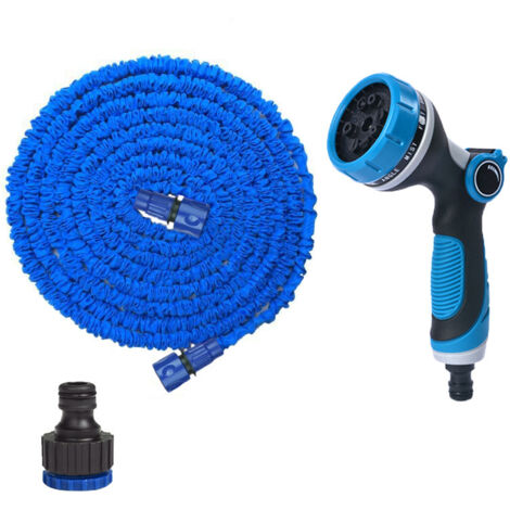 Tuyau d'Arrosage Extensible 25FT (7,5m) avec Pistolet Multi-Modes - Kit Complet (Bleu)
-lsw