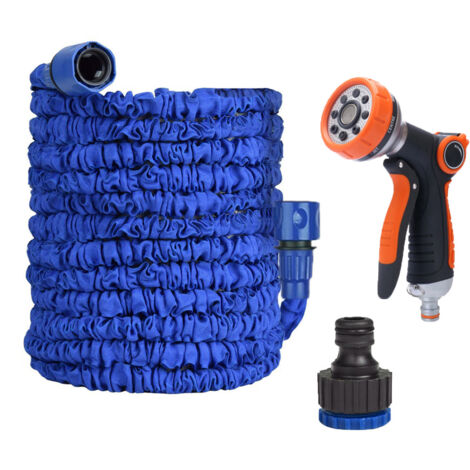 Tuyau d'Arrosage Extensible 25FT (7,5m) - Pistolet à Déclencheur Orange & Noir, Kit Polyvalent-lsw