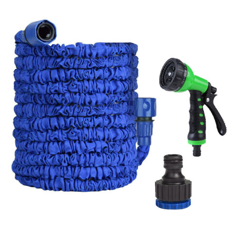 Tuyau d'Arrosage Extensible 25FT (7,5m) - Pistolet à Déclencheur Vert & Bleu, Kit Complet
-lsw