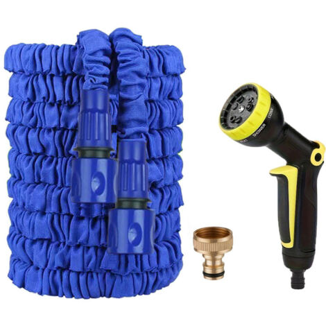 Tuyau d'Arrosage Extensible 25FT (7,5m) - Pistolet à Repose-Pouce Jaune & Noir, Kit Complet-lsw