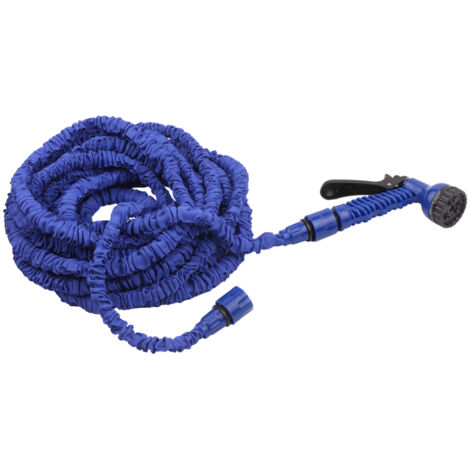 Tuyau d'arrosage extensible 3 fois (22 m / 75 pi) anti-fuite, télescopique et haute pression, avec buse à 7 jets pour le lavage de voiture et l'arrosage du jardin (bleu)