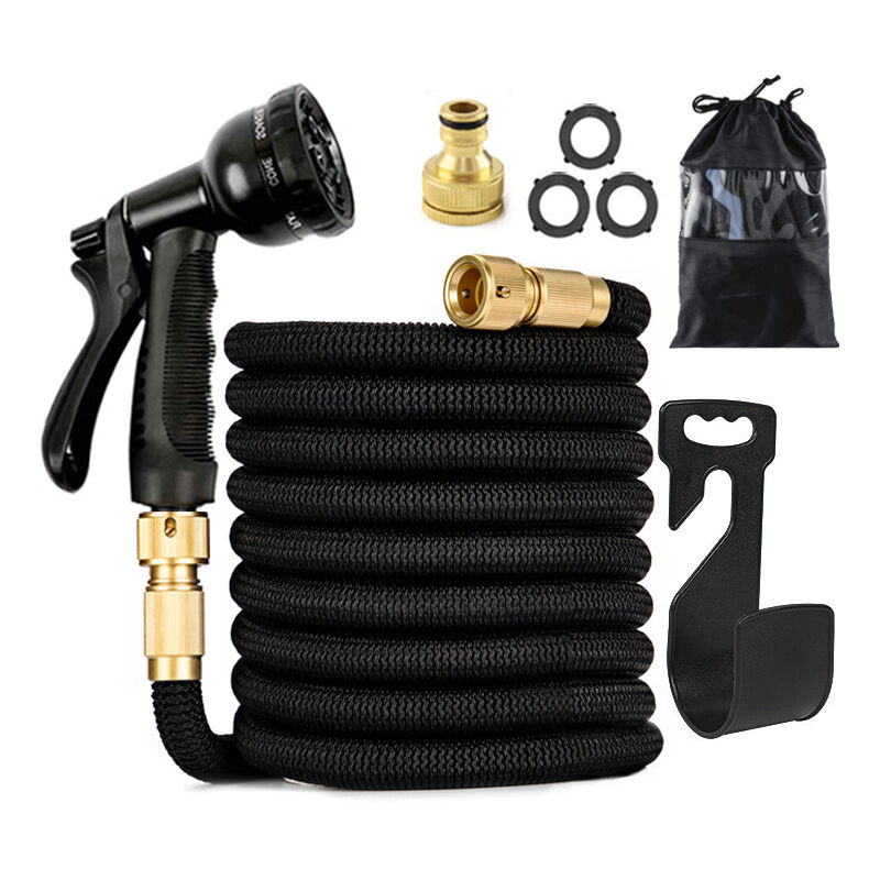 Tuyau d'arrosage Extensible 30M, Tuyaux d'arrosage Flexible 100FT, Tuyau Arrosage Extensible avec Pistolet 8 Fonctions et 1/2'' et 3/4'' Adaptateurs