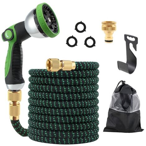 Tuyau d'Arrosage Extensible 7.5m Renforcé Adaptable 10 Modes de Pulvérisation Flexible et Anti-Fuite Raccord