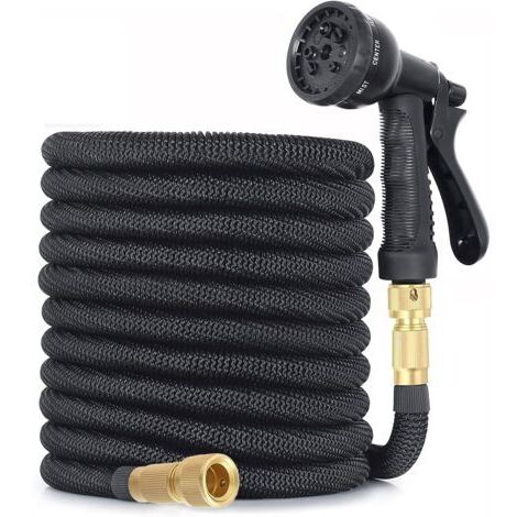Tuyau d'arrosage extensible à 8 fonctions, flexible et léger pour arroser, nettoyer le jardin, laver la voiture, irriguer, baigner les animaux domestiques, tuyau d'arrosage avec sac de rangement (15 m