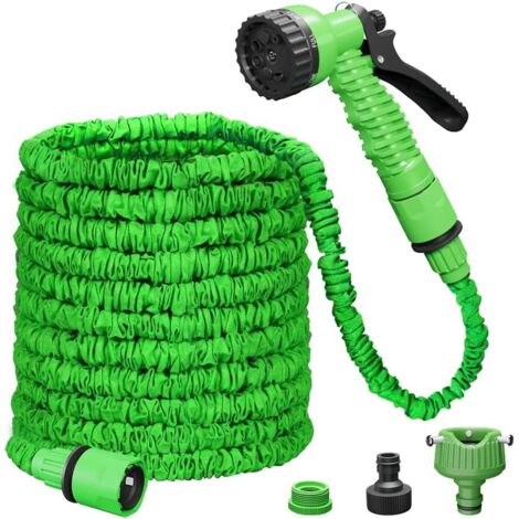 Tuyau d'arrosage extensible avec 7 modes d'arrosage, pistolet pulvérisateur d'eau, enrouleur de tuyau d'arrosage (100 pieds)