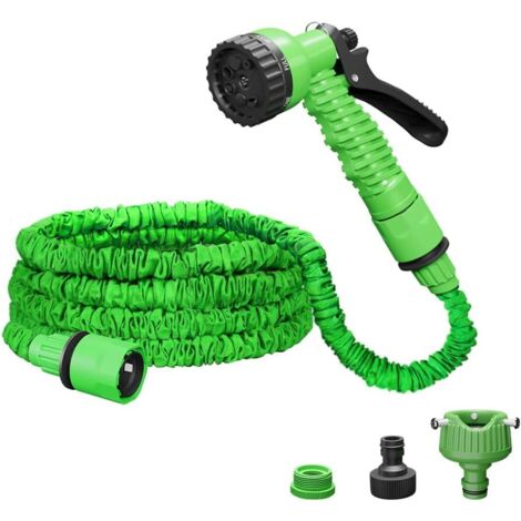 Tuyau d'arrosage extensible avec 7 modes d'arrosage, pistolet pulvérisateur d'eau, enrouleur de tuyau d'arrosage (25 pieds)
