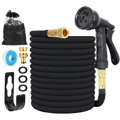 Tuyau d'arrosage Extensible avec 8 Modèles de Pulvérisation Convient aux Robinets de 1/2" et 3/4" Raccords Tuyau flexible et léger pour Jardin, Arrosage, Nettoyage avec Sac de Rangement