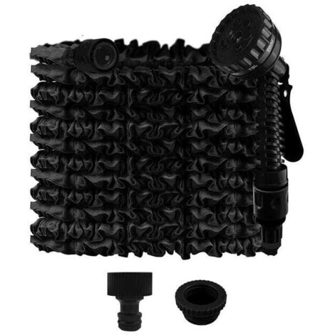 Tuyau d'arrosage extensible de 30 m - Avec 7 jets - Anti-fuite - Convient aux jardins et aux stations de lavage - Noir